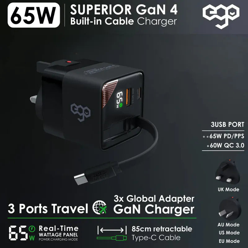 Ŝargilo EGO 65W SUPERA GaN 4